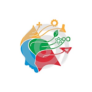Thinking Brain Stem Science Education Logo Illustration