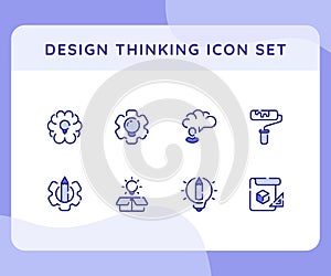 thinking bulb lamp gear roll paint pencil out of box icon icons set collection collections package white isolated background with