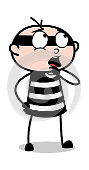 Thinking - Cartoon thief criminal Guy Vector Illustration