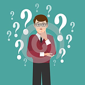 Thinking doubtful man