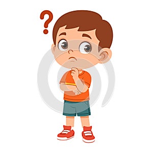 Thinking Expression of Flat Boy Character