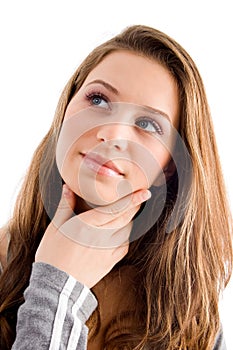 Thinking female looking upward