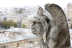 Thinking figure called Chimera or grotesque in Paris from Bell t