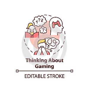 Thinking about gaming concept icon