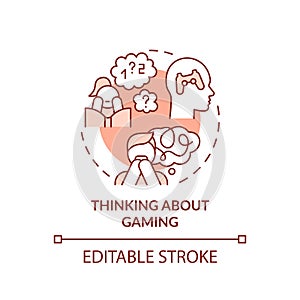 Thinking about gaming terracotta concept icon