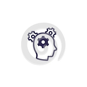 Thinking, gears in head icon