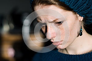 Thinking girl with hat