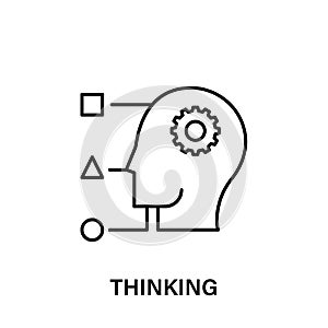 thinking, head, gear, shapes icon. Element of human positive thinking icon. Thin line icon for website design and development, app