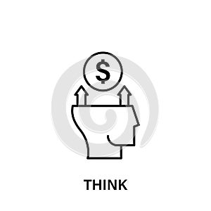 thinking, head, think, dollar, arrow, up icon. Element of human positive thinking icon. Thin line icon for website design and