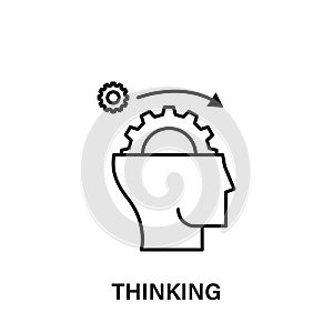 thinking, head, thinking, gears, arrow icon. Element of human positive thinking icon. Thin line icon for website design and
