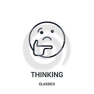 thinking icon vector from classics collection. Thin line thinking outline icon vector illustration. Linear symbol