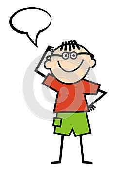 Thinking man with blank bubble, funny illustration, eps. photo