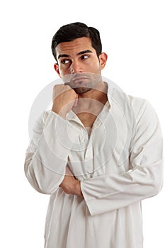 Thinking man looking sideways right