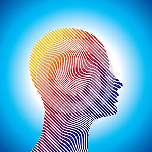 Thinking man silhouette with thought