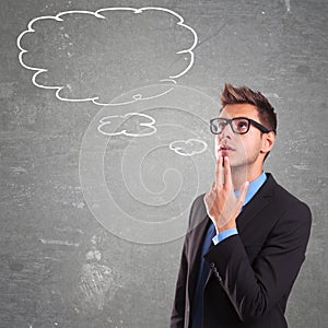 Thinking man with speech bubble