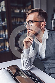 Thinking man at work