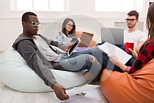 Thinking out of box, professional team at office