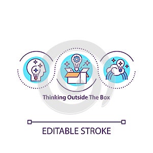 Thinking outside the box concept icon