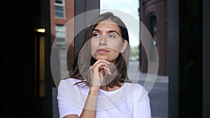 Thinking Pensive Beautiful Girl Portrait