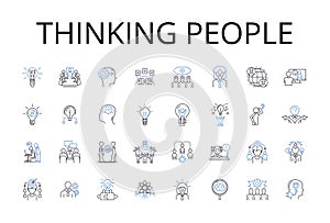 Thinking people line icons collection. Intellectually curious individuals, Analytical individuals, Thought-provoking