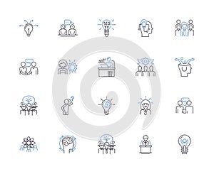 Thinking people outline icons collection. Thinking, People, Intellectuals, Brainy, Analytical, Logical, Inquisitive photo