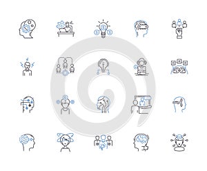 Thinking people outline icons collection. Thinking, People, Intellectuals, Brainy, Analytical, Logical, Inquisitive photo