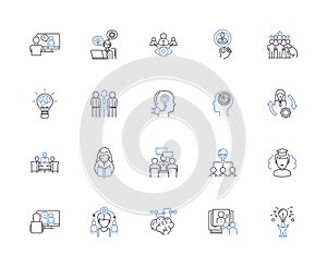 Thinking people outline icons collection. Thinking, People, Intellectuals, Brainy, Analytical, Logical, Inquisitive photo