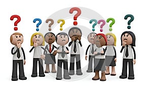 Thinking People with Question Marks. Problem Solving Concept.