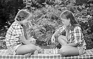 Thinking process. early childhood development. worthy opponents. develop hidden abilities. two girls play chess. chess