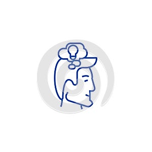 Thinking process head line icon concept. Thinking process head flat  vector symbol, sign, outline illustration.