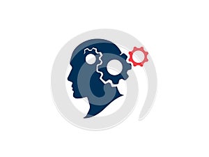 Thinking process vector illustration. Silhouette human head with gears. Strategic thinking and planning concept