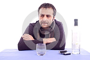 Thinking sad looking man