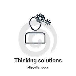 Thinking solutions outline vector icon. Thin line black thinking solutions icon, flat vector simple element illustration from