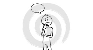 Thinking Stick Figure with Empty Thought Bubble