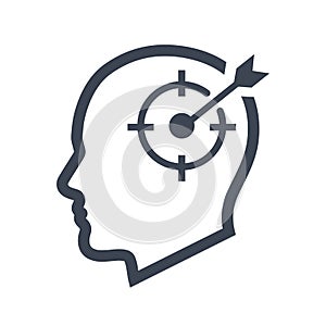 Thinking About Target Icon, Brain, focus, goal, head, mind, target, think icon