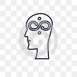 Thinking vector icon isolated on transparent background, linear