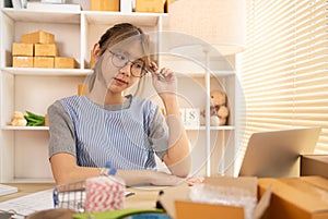 Thinking, Woman is thinking of ideas for selling products online