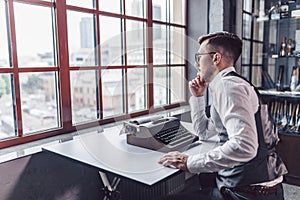 Thinking writer at work