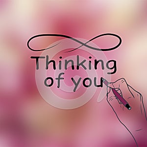 Thinking of you - card. rasped pink background