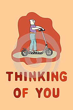 Thinking of you - card. Vector stock illustration eps 10. Hand drawing.