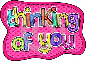 Thinking of You Stitch Text Doodle Patch