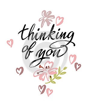 Thinking of you. Vector brush calligraphy