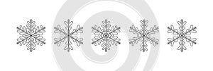 Thinline snowflake silhouette icon. Snow flake stencil blueprint.