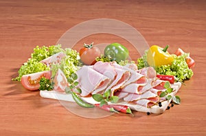 Thinly sliced ham