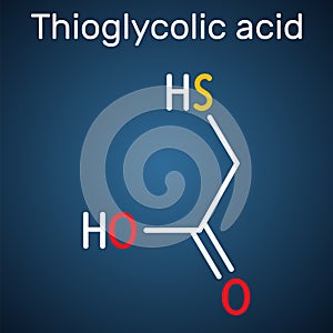 Thioglycolic acid, TGA, mercaptoacetic acid molecule. It is sulfur-containing carboxylic acid, used to make permanent wave