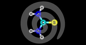 Thiourea molecular structure isolated on black