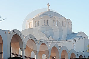 Thira Orthodox Metropolitan Cathedral in Fira, Santorini Greece