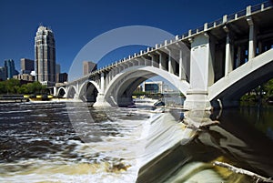 Third Avenue Bridge above Saint Anthony Falls. Minneapolis, Minnesota, USA