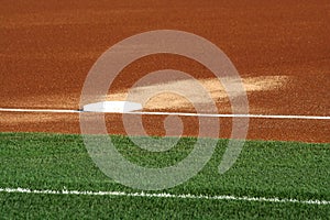 Third base on a baseball field