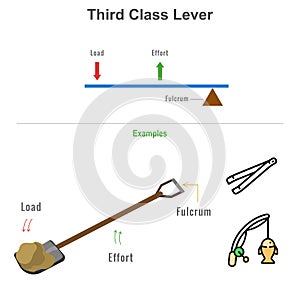 Third class lever with example vector illustration